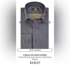Circle of Gentlemen Men’s Glenny Pindot Stretch Button Down Long Sleeve Size 42